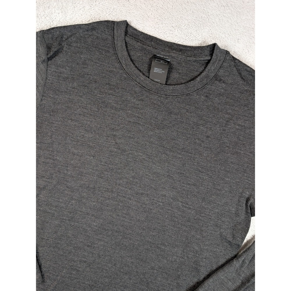 Lapasa Mens 100% Merino Wool Long‎ Sleeve Thermal Base Layer Top Gray M Z-231144